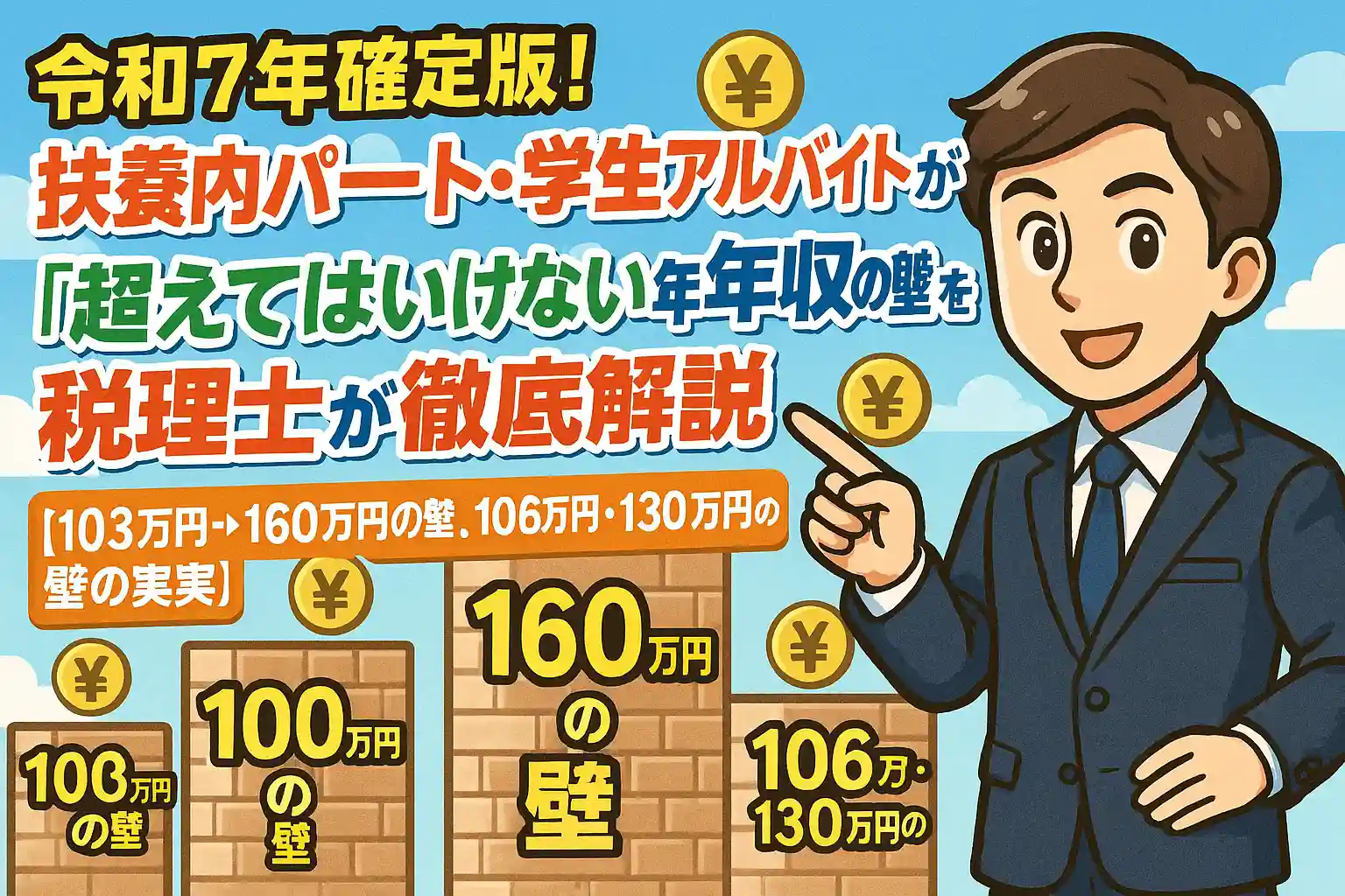 令和7年確定版！扶養内パート・学生アルバイトが「超えてはいけない年収の壁」を税理士が徹底解説【103万円→160万円の壁、106万円・130万円の壁の真実】