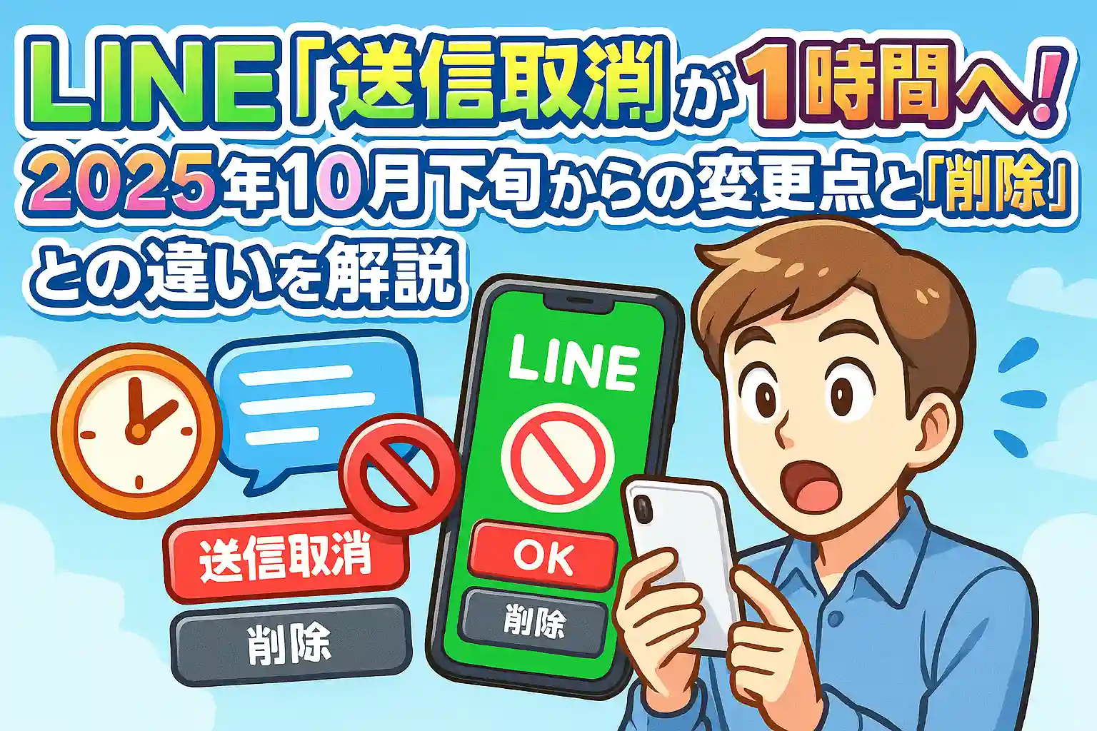 LINE「送信取消」が24時間から1時間へ！2025年10月下旬からの変更点と「削除」との違いを解説
