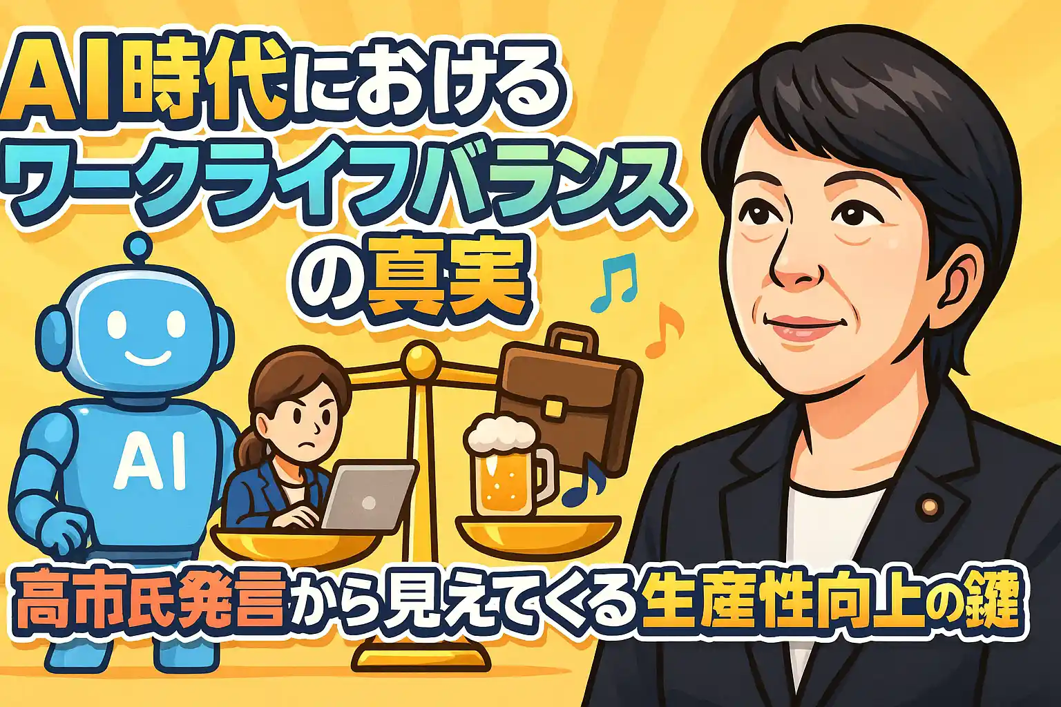 AI時代におけるワークライフバランスの真実：高市氏発言から見えてくる生産性向上の鍵